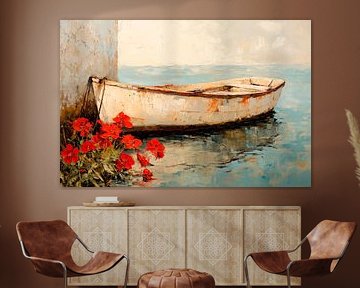 Bateau au bord de l'eau sur Poster Art Shop