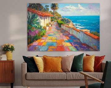 Colourful coastal promenade by Poster Art Shop