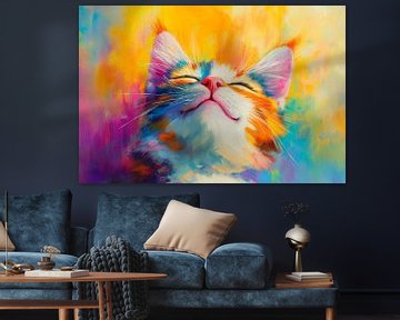 Kleurrijke kattenvreugde van Poster Art Shop