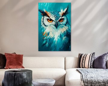 Eule im Blau von Poster Art Shop
