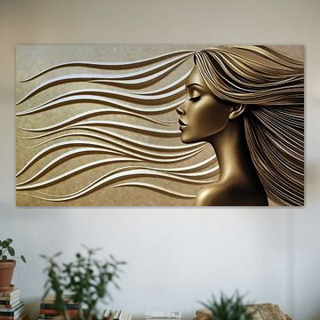 Woman with flowing hair