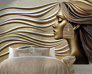 Vrouw met wapperend haar