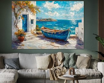 Fishing boat by the sea by Poster Art Shop
