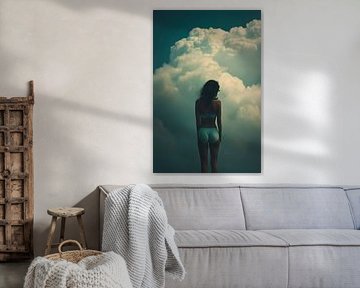 Woman in front of clouds by Poster Art Shop