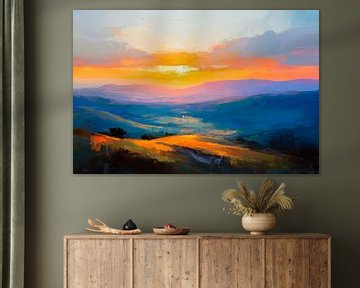 Landschap bij zonsondergang van Poster Art Shop