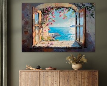 Raam met uitzicht op zee van Poster Art Shop