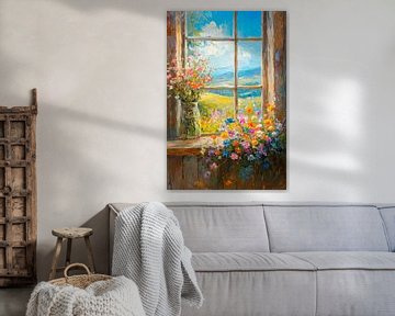 Bloeiend raam van Poster Art Shop