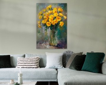 Gele bloemenvazen van Poster Art Shop