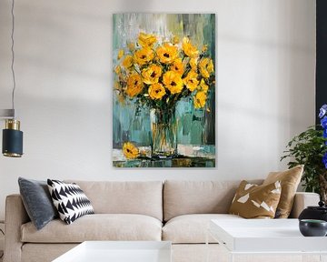 Gele bloemenpracht van Poster Art Shop