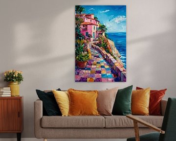 Kleurrijke kustweg van Poster Art Shop
