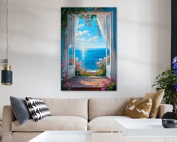 Raam met uitzicht op zee van Poster Art Shop