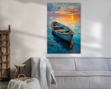 Bateau au coucher du soleil sur Poster Art Shop