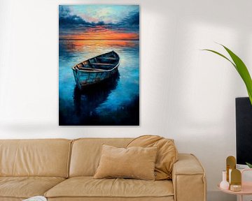 Boat in the sunset by Poster Art Shop