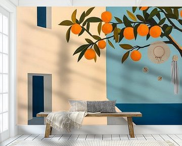 Orange tree by the sea by Poster Art Shop