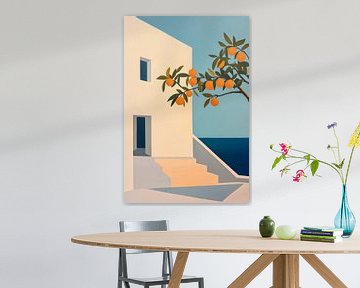 Sinaasappelboom aan zee van Poster Art Shop