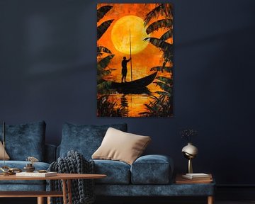 Fisherman at sunset by Poster Art Shop