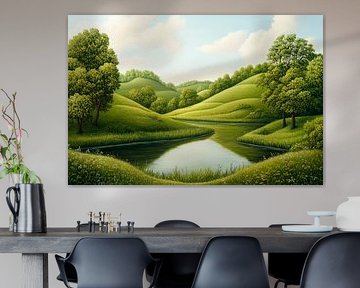 Grüne Hügel Landschaft von Poster Art Shop