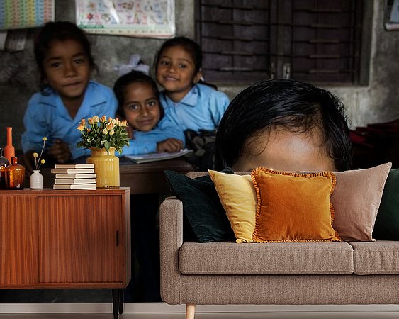 Voorbeeld van het werk in een kamer