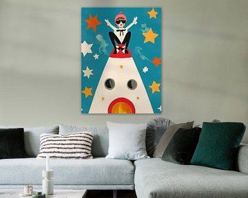 Girl on rocket. by Franka Poulain