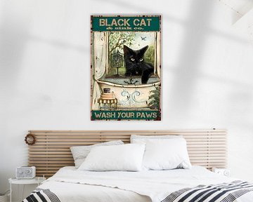 Vintage zwarte kat was je pootjes van Steven Kingsbury