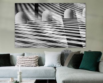 Motif abstrait de lignes en noir, blanc et nuances de gris. sur Ellen Driesse