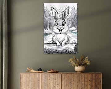 Dessin au trait joyeux d'un lapin sur Art & Soul Creations