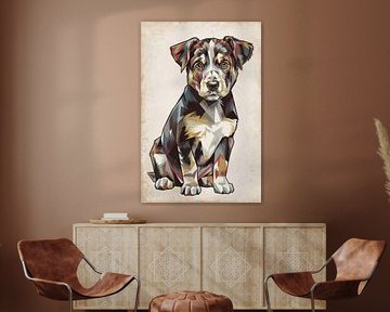 Geometrische kunst van een puppy