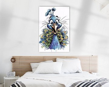 Cheerful illustration of a peacock by Art & Soul Creations