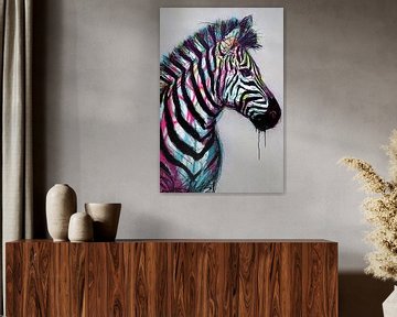 Kleurrijke abstracte zebra kunst van Art & Soul Creations