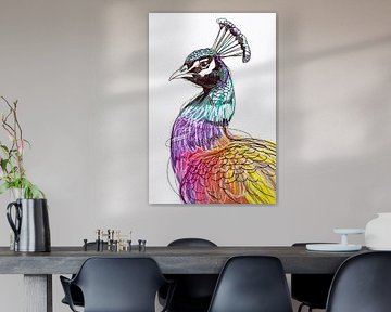 Colourful peacock in digital art by Art & Soul Creations