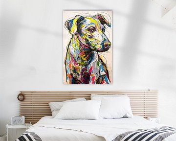 Kleurrijke abstracte hond schets van Art & Soul Creations