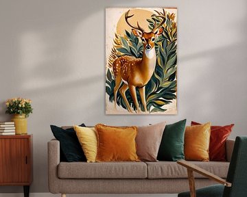 Hert tussen groene bladeren van Art & Soul Creations