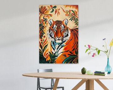 Kleurrijke tijger met bladeren van Art & Soul Creations