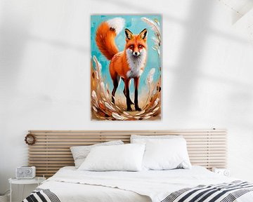Colourful fox with feathers by Art & Soul Creations