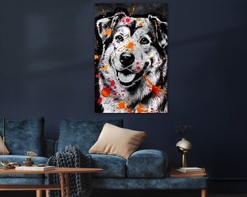 Cheerful dog with colourful splashes