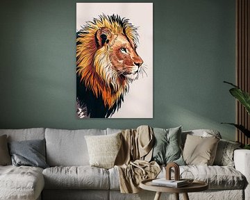 Colourful digital lion illustration by Art & Soul Creations