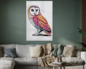 Digitale kunst van kleurrijke uil