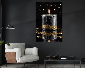 Zwarte kaars met gouden details