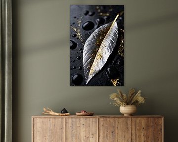 Zilveren blad met gouden accenten