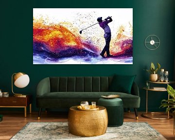 Dynamic golfer in the swing by Frank Heinz