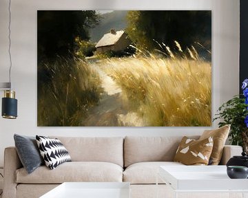 Landelijke idylle met cottage van Poster Art Shop