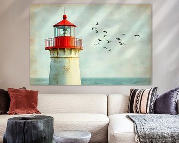 Vuurtoren aan zee van Poster Art Shop