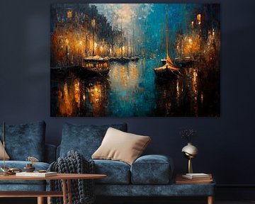 Lichter am Hafen von Poster Art Shop