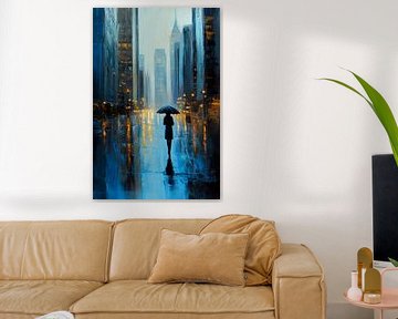 Regenachtige dag in de stad van Poster Art Shop