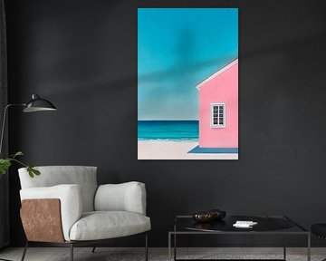 Rosa Strandhaus von Poster Art Shop
