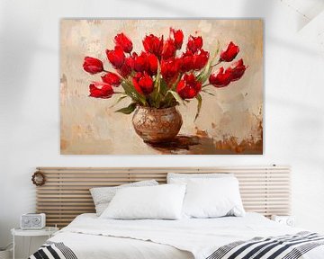 Boeket rode tulpen van Poster Art Shop