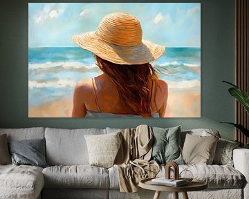 Beach view with hat by Poster Art Shop