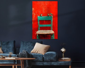Vogels op stoel van Poster Art Shop