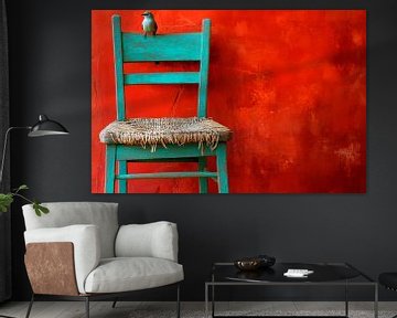 Vogel op stoel van Poster Art Shop