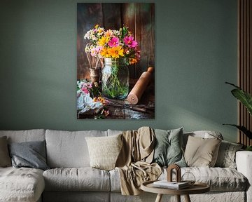 Boeket bloemen keuken van Poster Art Shop